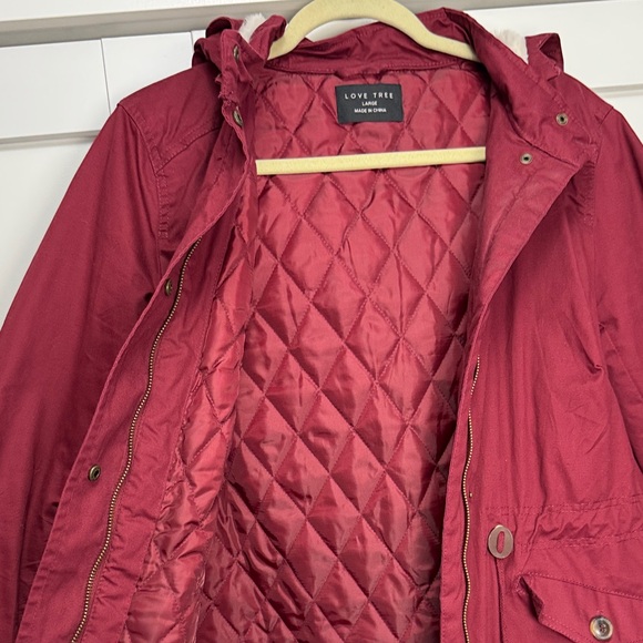 Love Tree Burgundy Hooded Utility Jacket - Picture 3 of 6